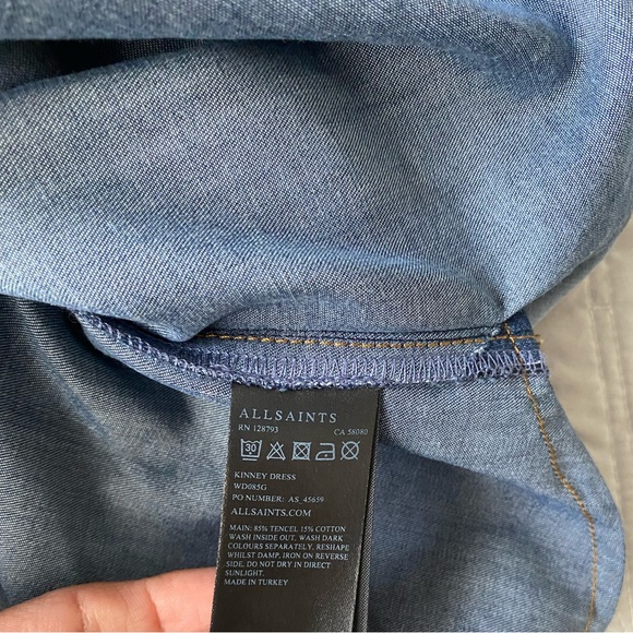 ALL SAINTS Kinney Dress Blue Chambray Denim - Picture 7 of 8